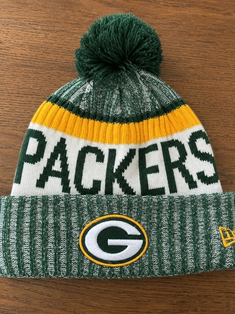 Green Bay Packers New Era Knit Pom Beanie - Green, White, GoldI - Picture 3 of 3